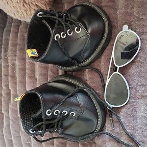 Build- A- Bear combat boots & Aviation sunglasses.